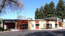 An exterior view of new classroom buildings at San Lorenzo High School